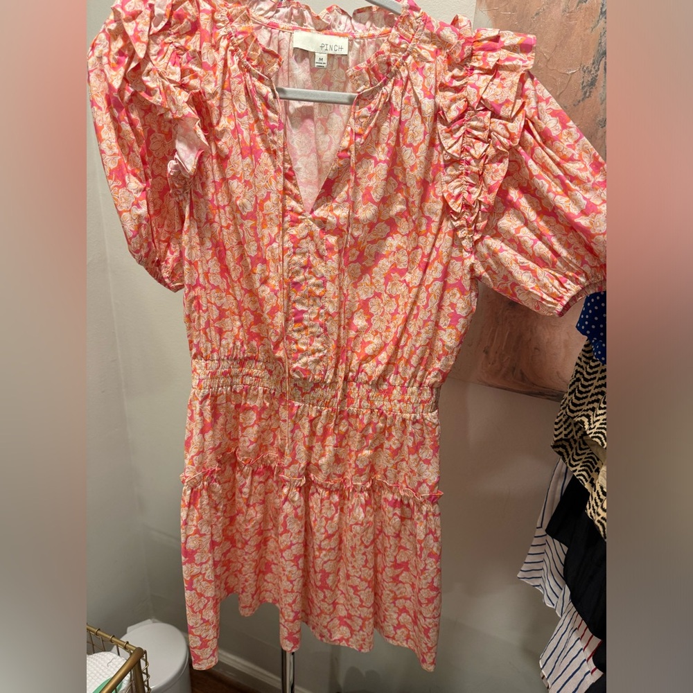 Pink Floral Ruffle Dress